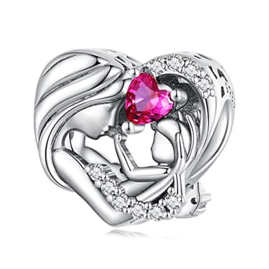 Mère et fille Charme,Bijoux femme,Pendentif Charm,en Argent Sterling 925 avec 5A Zircone,Compatible pour Pandora Bracelets