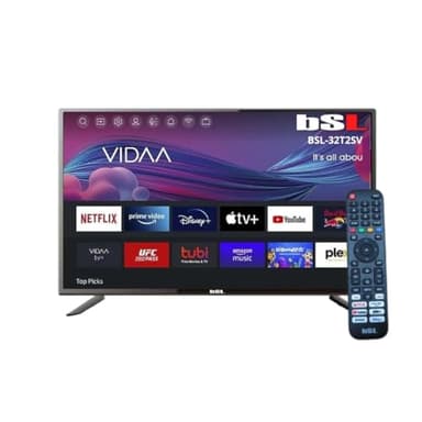 BSL BEAUTIFUL SOUND LINE BSL-32T2SV VIDAA Smart TV 32" 720p | WiFi | RJ45 | RÉSOLUTION HD1366X720p | USB | DVBT2/S2/C | Compatible avec Youtube, Netflix, Disney +, Dazn, Prime | HDMI