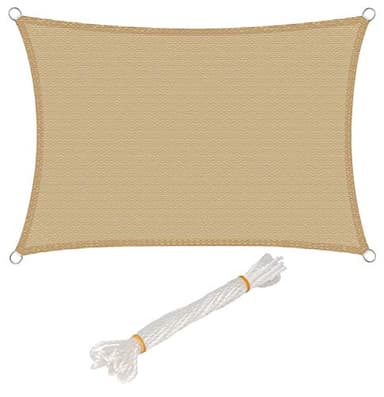 WOLTU Voile d'ombrage rectangulaire 3x5 m Respirante en HDPE, Toile d'ombrage Protection Solaire, Anti 85% UV Contre Le Vent, pour Jardin terrasse Camping Sable