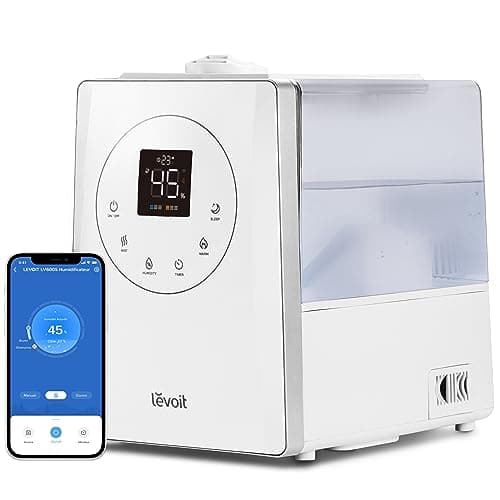 LEVOIT Humidificateur d'Air 6L Haut Remplissage, Intelligent WiFi Froid et Chaud pour Bébé, 26dB Silencieux, Surveille La Humidité, Minuterie, Jusqu'à 50H, LV600S, LUH-A602S-WEU