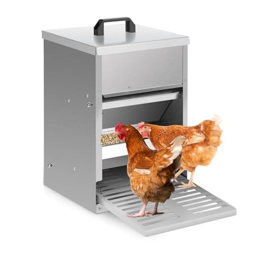 Izrielar Mangeoire automatique pour poules avec marchepied, couvercle, 5 kg, galvanisé, étanche, anti-rats