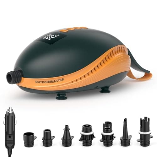 OutdoorMaster 20PSI Pompe électrique Sup Paddle Board Pompe The Dolphin - Gonfleur d'air Rapide et arrêt Automatique, connecteur de Voiture 12V DC pour Planches gonflables Stand Up Paddle,Bateaux