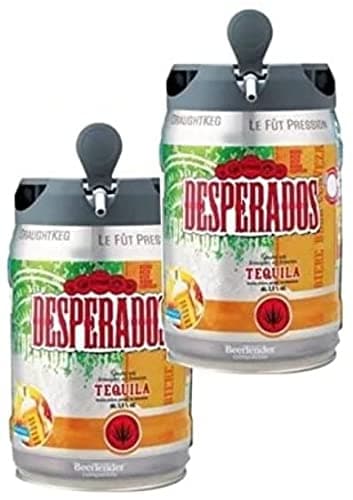 Les5CAVES - Packs 2 fûts DESPERADOS - Fût de bière Blonde Téquila - Compatible Beertender - 2 x 5 L - Lot de 2 CompatIble Beertender - 5L - Lot de 2