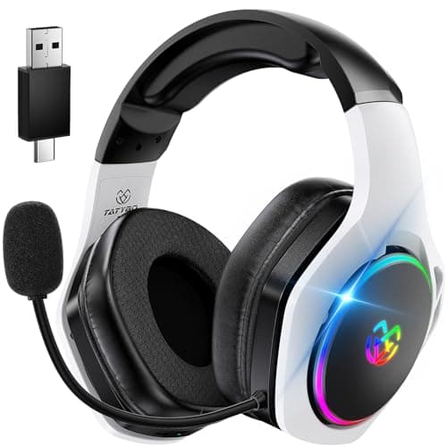 Tatybo Wireless Gaming Headset for Playstation 5 PC PS4, Headset with Mic Environmental Noise, 7.1 Surround Sound, 35H Battery, Breathable Earpads, Gamer Headset for Switch
