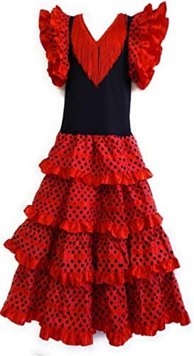 Flamifeel Robe Flamenco Adulte Rouge/Noir (M)
