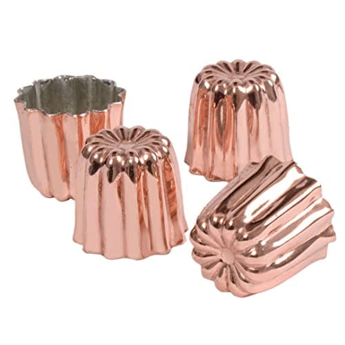 Patisse 43003 Lot de 4 Moules à Canelés en Cuivre 45 mm, 4,5 cm