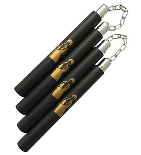Fayscingo 2 Pairs Mousse Nunchakus Arts Martiaux Nunchucks Éponge Rembourré Portable Nunchaks Pratique Idéal pour Enfants Adultes et Débutants (Noir+Noir)
