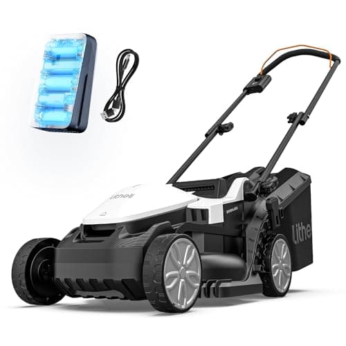 Litheli Tondeuse à Gazon sans Fil 33cm, 1x 20V Batteries 4.0Ah, Moteur Brushless, Hauteur Réglable 25-65mm, Bac 30L, pour Pelouses jusqu'à 200m² (Jardin & Petits Espaces)