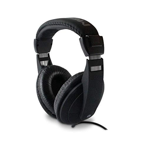 METRONIC 480143 Casque Filaire Noir, Léger, Ajustable et Confortable - Circum-Auriculaire Stéréo, Idéal TV Long Cordon de 6m, Prise Jack 3,5mm - Adaptateur 6,35 mm mâle inclu - Noir