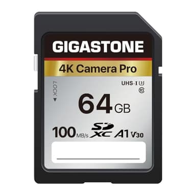[5 Ans Récupération de données Gratuite] GIGASTONE 64Go Carte SD, 4K Camera Pro, Vitesse jusqu'à 100 Mo/s, A1 V30 SDXC 4K UHD Video pour Canon Nikon Sony Kodak Panasonic, avec 1 Mini étui