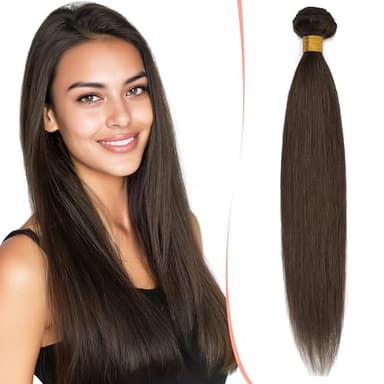 SEGO Tissage Naturel Lisse - Tissage Naturel Cheveux Humain - Tissage Lisse Indien Tissage Cheveux Naturels En Lot - Tissage Bresilien Avec Closure - 22 Pouces 02#Châtain Foncé