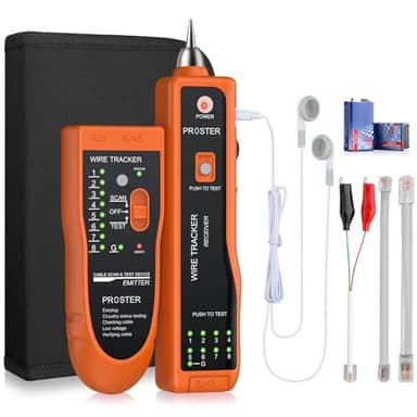 Testeur de Câble Réseau, Proster Testeur RJ45 Traceur de Câble Électrique RJ45 RJ11 avec Écouteur Portable Testeur de Câble Téléphoniques Numérique avec Sondes Traqueur de Fil pour LAN Ethernet BNC
