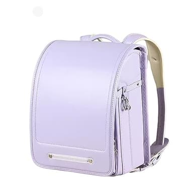 Sac d'école, Ransel Randoseru Sac à Dos en Cuir PU Cartable Japonais léger avec Serrure Automatique, Violet, 33 x 24,5 x 16 cm