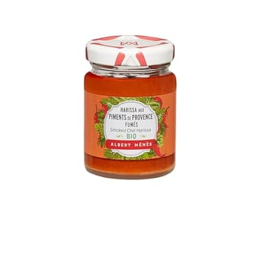 Albert Ménès - Harissa Bio aux Piments Fumés de Provence 85g - Condiment d'Épicerie Fine - Pâte Onctueuse Issue de l'Agriculture Biologique, Sans Colorants ni Conservateurs - Tomates, Huiles et Épices