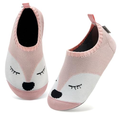 Kyopp Enfants Chaussons Garçons Respirant Pantoufles Filles Doux Antidérapant Chaussette Chaussures Unisexe（Renard Rose 24/25 EU）