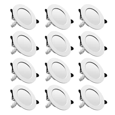 Tofisr Spot LED Encastrable, Extra Plat, Encastré Lampe Plafonnier Plat Rond,7W Equivalent 70W Incandescence, 230V Blanc Froid 6000K, Pour Salle de Salon, Cuisine, Lot de 12