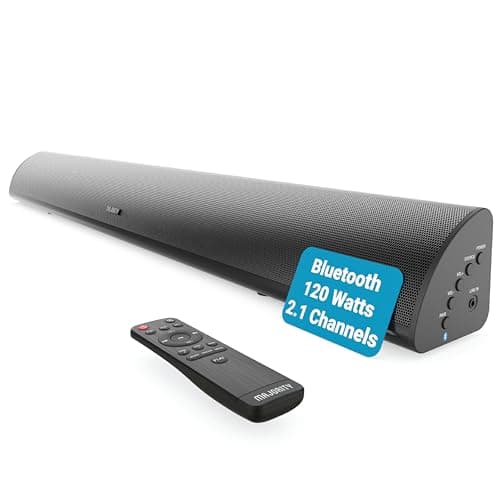 Majority 120W Barre de Son TV Bluetooth | Enceinte TV Home Cinema 2.1 | Barres de Son avec RCA, Optique et AUX | Caisson de Basse Intégré | Montage Mural Snowdon