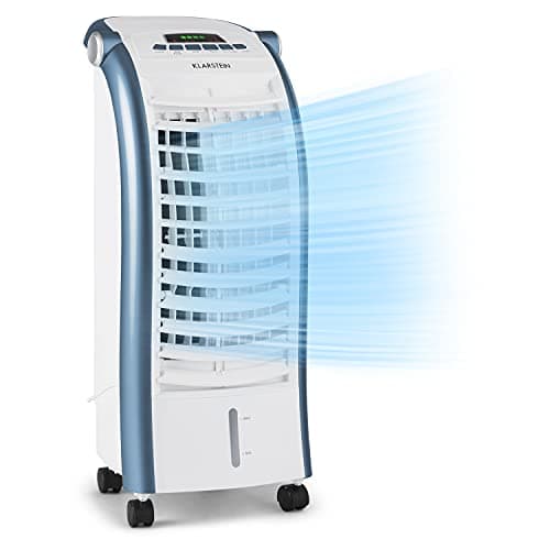 Klarstein Rafraichisseur d'Air 4 en 1, Climatiseur Portable, Humidificateur, Ventilateur, Ioniseur, Climatiseur Mobile Sans Évacuation, Pack Glacons, Réservoir 6L, 65W, Puissant Débit d'Air 444m³/h