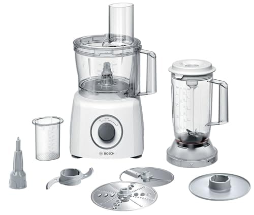 Bosch MCM3200W Robot de Cuisine MultiTalent 3, 800 W, 2.3 litres, 2 vitesses + fonction pulse, Blanc/Gris