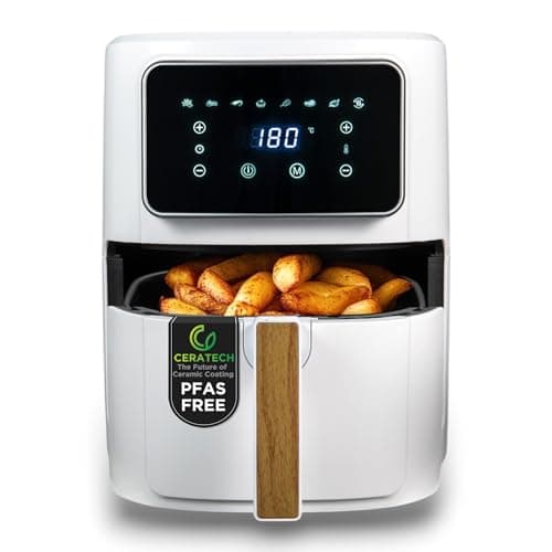 BERGNER NATURALLY - Friteuse à air chaud SANS PFAS 1800W 6.9L - 8 programmes de cuisson - Friteuse à air avec revêtement céramique - Réglage de la température 80-200°C - Minuterie jusqu'à 30 min.