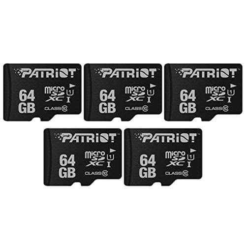 Patriot Memory Carte Mémoire Flash MicroSD LX Serie 64Go - PSF64GMDC105 - Paquet de 5