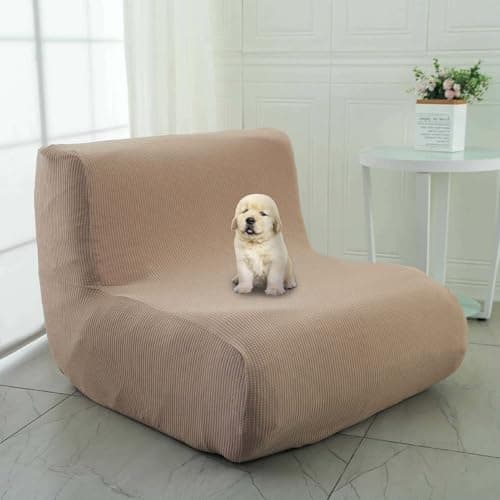 ZXLVCU Housse de Chauffeuse Extensible, Housse Fauteuil sans Accoudoir, pour Chaise Togo, Canapés Paresseux, Anti-Rayures, Lavable en Machine (Khaki)