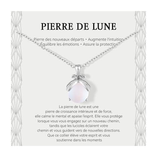 Lueaurra Cadeau pour Femme Collier Pierres de Lune Idee Original Cadeau Ado Fille Cadeaux Noel Femme Anniversaire Collier pour Fille Maman Sœur Amie