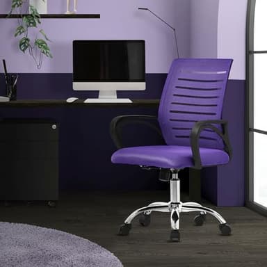 ML-Design Chaise de Bureau Ergonomique, Violet, Réglable en Hauteur avec Accoudoirs, Fauteuil en Tissu Filet Respirant, Fonction Bascule, Pivotante à 360° avec roulettes, Chaise d'Ordinateur, Gaming