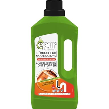 Epur - Déboucheur Canalisations Biologique, à base d'enzymes, Débouche, nettoie et désodorise, Elimine bouchons, saletés et odeurs, Toutes fosses septiques, 1 L