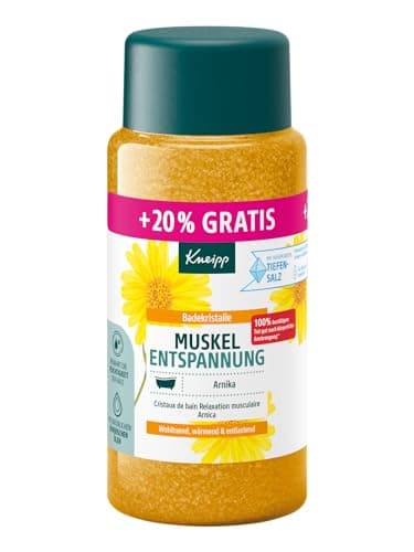 Kneipp Cristaux de bain relaxation musculaire - Taille spéciale - Avec sel profond naturel et extrait d'arnica et huiles essentielles de Cabreuva, romarin et Pinus, édition limitée, 720 g
