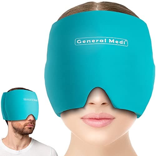 Masque Migraine - bonnet migraine relief cap, Réutilisable masque migraine et céphalées, headache hat les sinus et le stress, Compresse Chaud Froid Poche De Glace En Gel Vert Clair