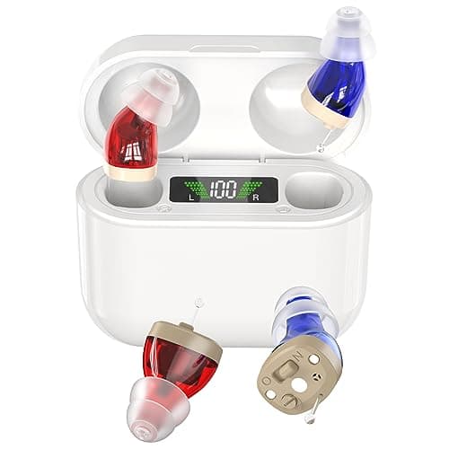 Rechargeable pour Les Personnes âgées - Paire personnelle numérique (CIC) PSAP Intra-auriculaire avec qualité sonore supérieure, réduction Intelligente du Son, Affichage de la Puissance