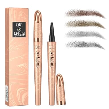 Crayon à sourcils avec 4 pointes microfourchettes, crayon à sourcils durable et résistant aux taches, pour un aspect naturel (marron foncé)