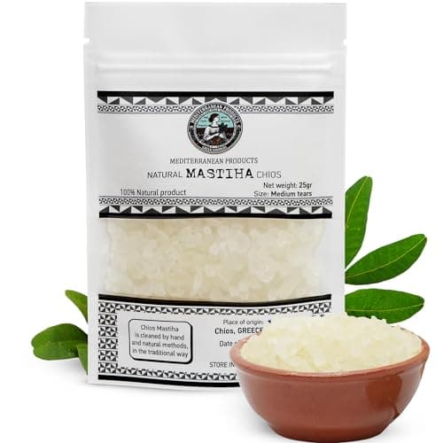 Mastiha Pura 100% Grecque de l'île de Chios - Probiotiques et prébiotiques intestinaux - Ballon gastrique - Chewing-gum sans sucre, Encens naturel (25 grammes)