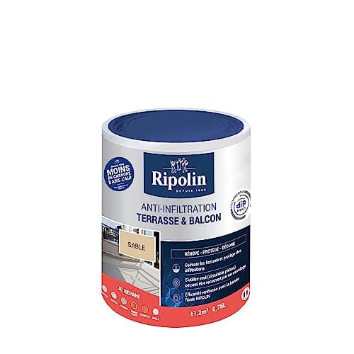 RIPOLIN - Revêtement Anti-Infiltration Terrasse & Balcon - Haute Résistance - Sable - 0,75 Litre