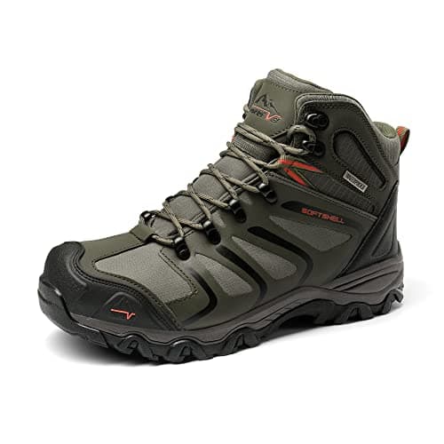 NORTIV 8 Chaussures de Randonnée Homme Bottines Hommes Chaudes Trekking Antidérapant pour Marche en Plein Air,Size 42,Armée/Vert/Noir/Orange,160448_M-E