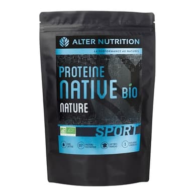 ALTER NUTRITION - Protéines Natives Bio Sans Lactose - Nature - Prise De Masse - Faible En Matières Grasses - Sans Sucres Ajoutés - Lait 100% Origine France - 80% De Protéines - Sachet De 700g