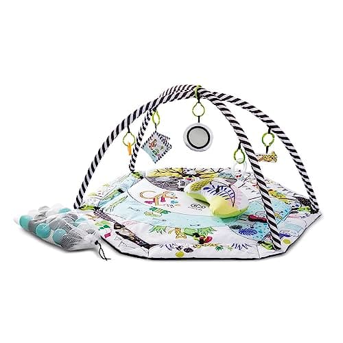 Kinderkraft SMARTPLAY Tapis d'Éveil Bébé, 2 en 1, Éducatif, Parc enfant, De la Naissance, Chambre Bébé, Avec accessoires, Arche de jeux en Mousse, Balles Colorés