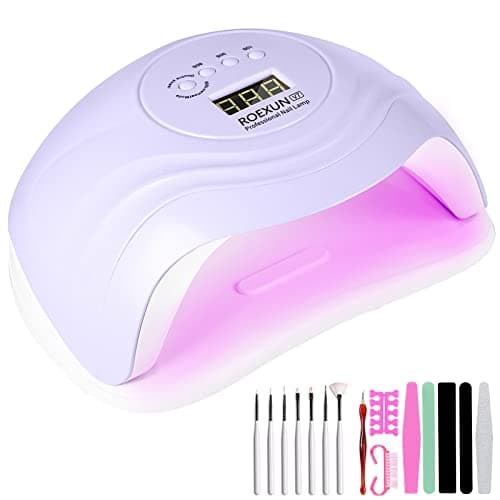Lampe UV Sèche Ongles,168W Portable UV LED Séchoirs à ongles et lampes UV Automatique,Séchage Rapide 4 Minuterie,avec Capteur Automatique et LCD Ecran Lampe UV Ongles Gel Pour Toutes Les Gels Violet