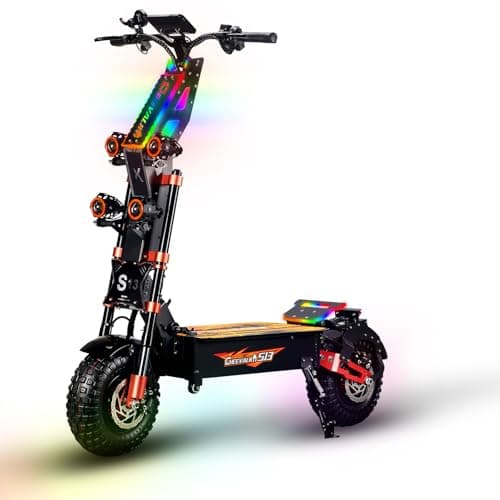 JAYSIMXIN Puissante Trottinette Électrique Adulte Scooter, 14 Pouces Trottinette électrique Tout Terrain, système de Suspension Confortable, Batterie au 60V 40Ah, 8 Heures de Charge,130 km.