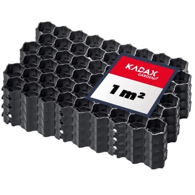 KADAX Dalles Stabilisatrices en Polyéthylène 60 x 40 cm, Stabilisateurs de Gravier, Dalles à Engazonner pour Jardins, Grilles de Gazon (Noir, Lot de 4)
