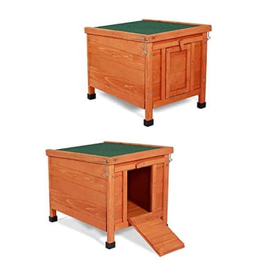 lionto Clapier Bois pour Lapins Petit enclos Animaux Clapier d’extérieur 43x43x52 cm