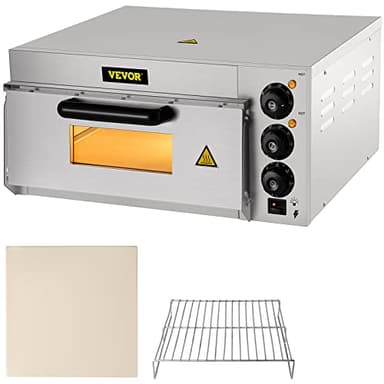 VEVOR Four à Pizza Électrique 3000 W Mini-Four à Chaleur 50-350 ℃ Four à Pizza Portable en Acier Inoxydable (1 Étagère)