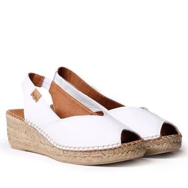 Espadrille compensée en Cuir pour Femme - BERNIA-P - Blanc, 43 EU