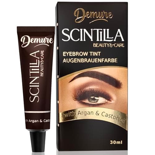Kit de Teinture pour Sourcils Demure, nouvelle Formule pour les Sourcils - contient de l'huile d'argan et de l'huile de ricin (Oméga 6, Carotène, Vitamines А, Е, F) (3.0 Marron foncé)