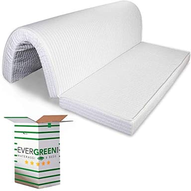 EVERGREENWEB Matelas pour canapé 140x190 cm lit pour Banquette B.Z. 10 cm de Hauteur, revêtement Blanc hypoallergénique, Matelas d'appoint Pliant en Mousse, Bed Sofa