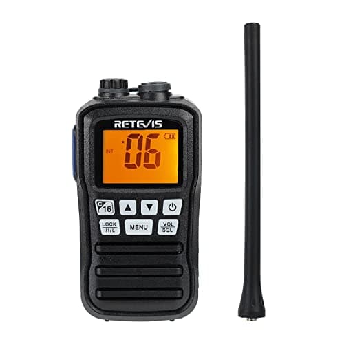 Retevis RM01 Marine Radio, VHF Marine Portable Étanche, Professionnel VHF Radio IP67, Vibration, Flottant 88 Canaux, Talkie Walkie Marine pour Kayaky Bateau de Pêche (Noir, 1Pcs)