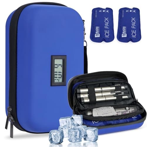 HIMDUZE Glacière à insuline approuvée par la TSA pour Voyage avec thermomètre, Affichage de la température, Sac de Voyage pour diabétique avec 2 Blocs réfrigérants réutilisables pour Voyage
