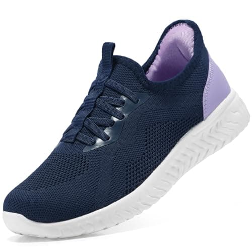 STQ Baskets Femme Chaussures de Sport Respirant Sneakers Lacet Confort Enfiler Legere Mode et Marche Femmes Tennis Jogging Slip on Basquette Fitness Travail Course Outdoor Running Bleu Marine EU 38