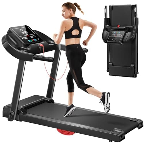 UMAY Tapis de Course Pliable 14km/h,Tapis Roulant Electrique Pliable 3.0HP/2200W avec Moniteur de Fréquence Cardiaque,APP et Haut-parleur,Tapis de Marche Silencieux avec 12 Programmes,Charge max 136KG